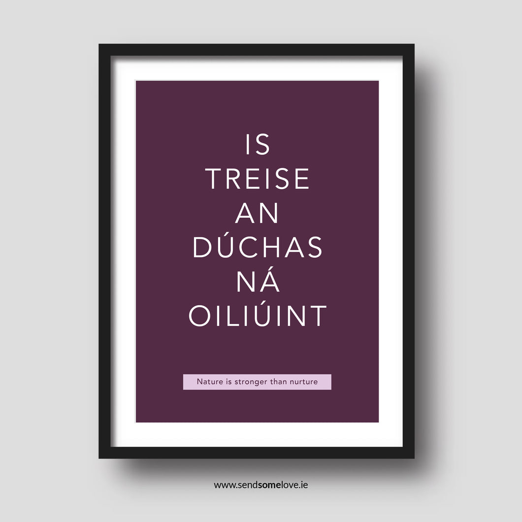 Is treise an dúchas ná oiliúint - Irish sayings