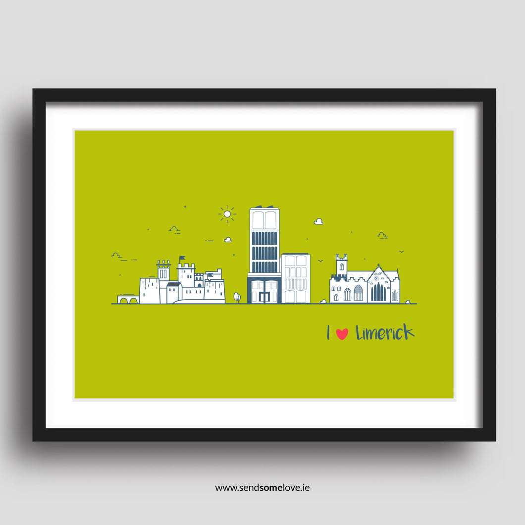 I Love Limerick  Prints for Occasions Green